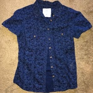 h&m l.o.g.g. blue button down short sleeve shirt